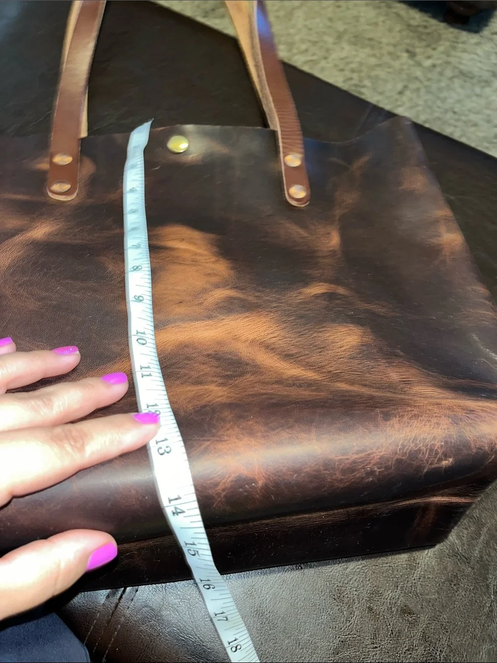 Autumn harvest Brown Leather Tote Bag from KMM and co